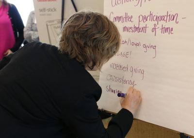 Attendee, Trinity, participating in an interactive session